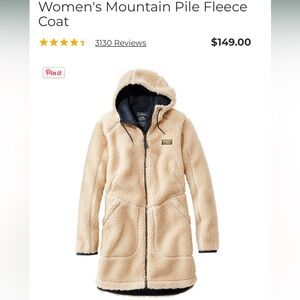 L.L. Bean Women's Mountain Pile Fleece Coat - Cream